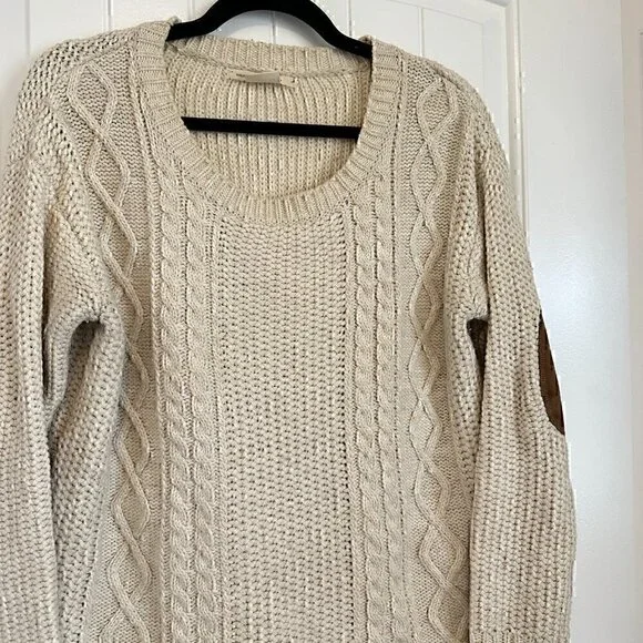 Coincidence & Chance OVERSIZED librarian boyfriend knit sweater elbow patches XS - Picture 4 of 9